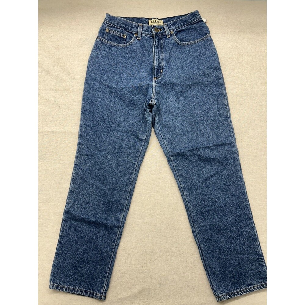 LL Bean Women's SZ 10 relaxed Fit Straight Leg Fleece Lined Jeans 100% cotton